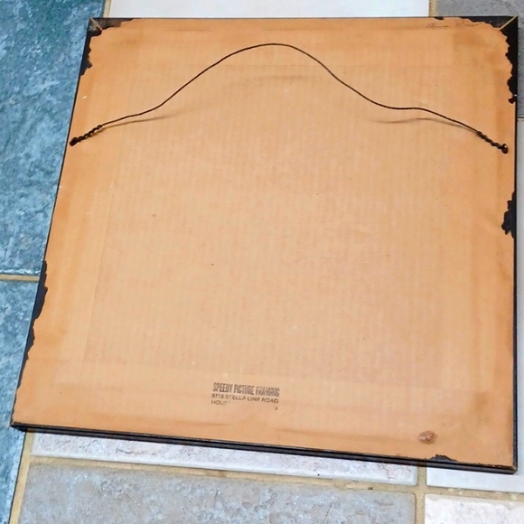 Vintage embrodery, fiber art approximately 13.5"x13.5" in wood frame under glass - Picture 3 of 3